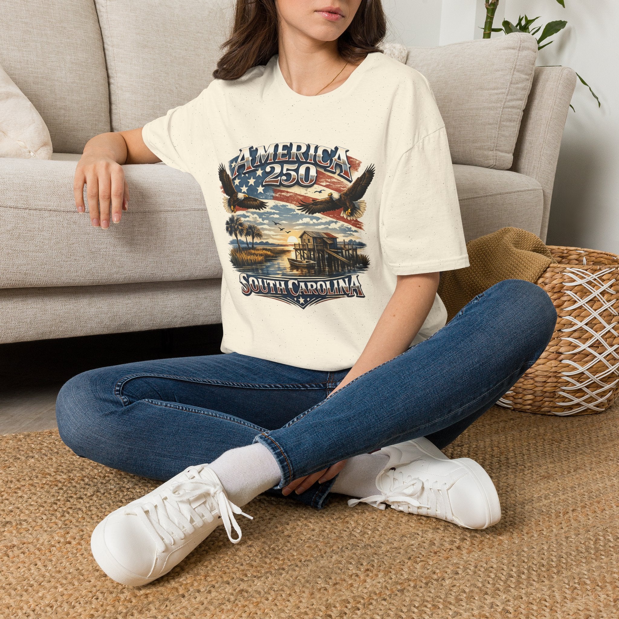 America 250 T-Shirt — South Carolina Patriotic Bald Eagles & Flag Graphic
