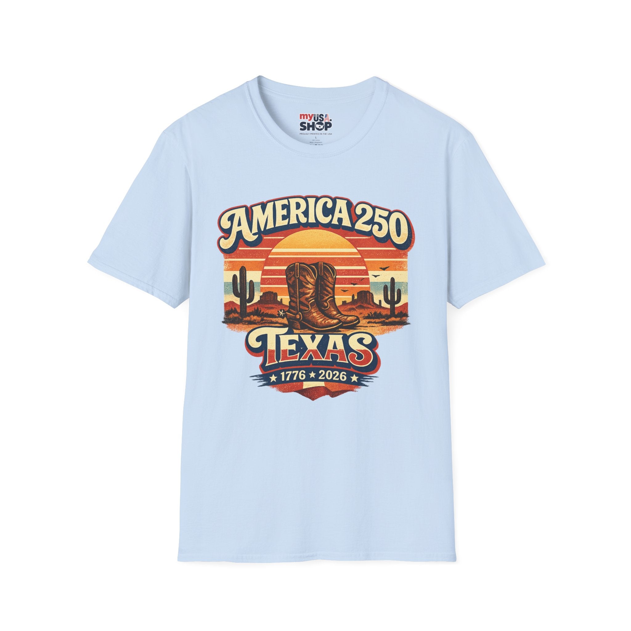 America 250 Texas T-Shirt — Retro Desert Cowboy Graphic Tee