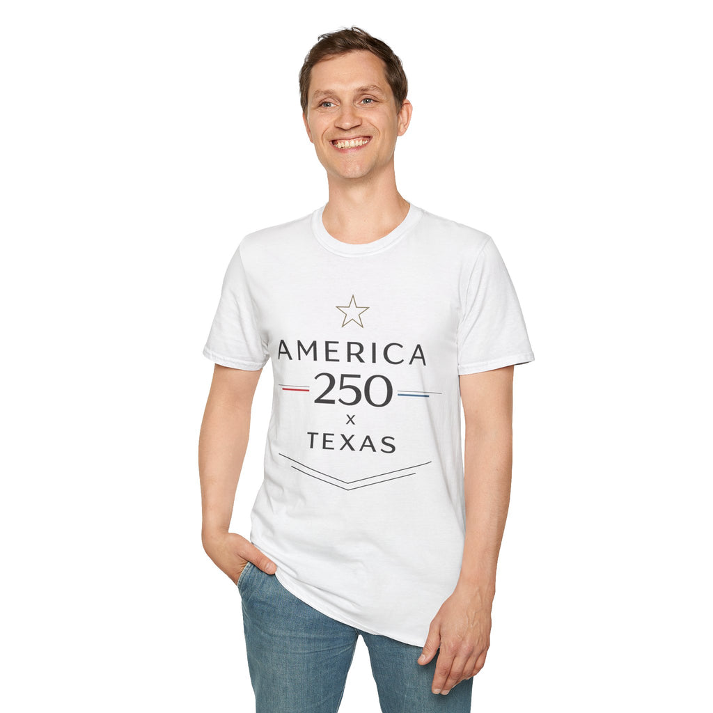 America 250 Texas T-Shirt — Minimalist Patriotic Texas Graphic Tee