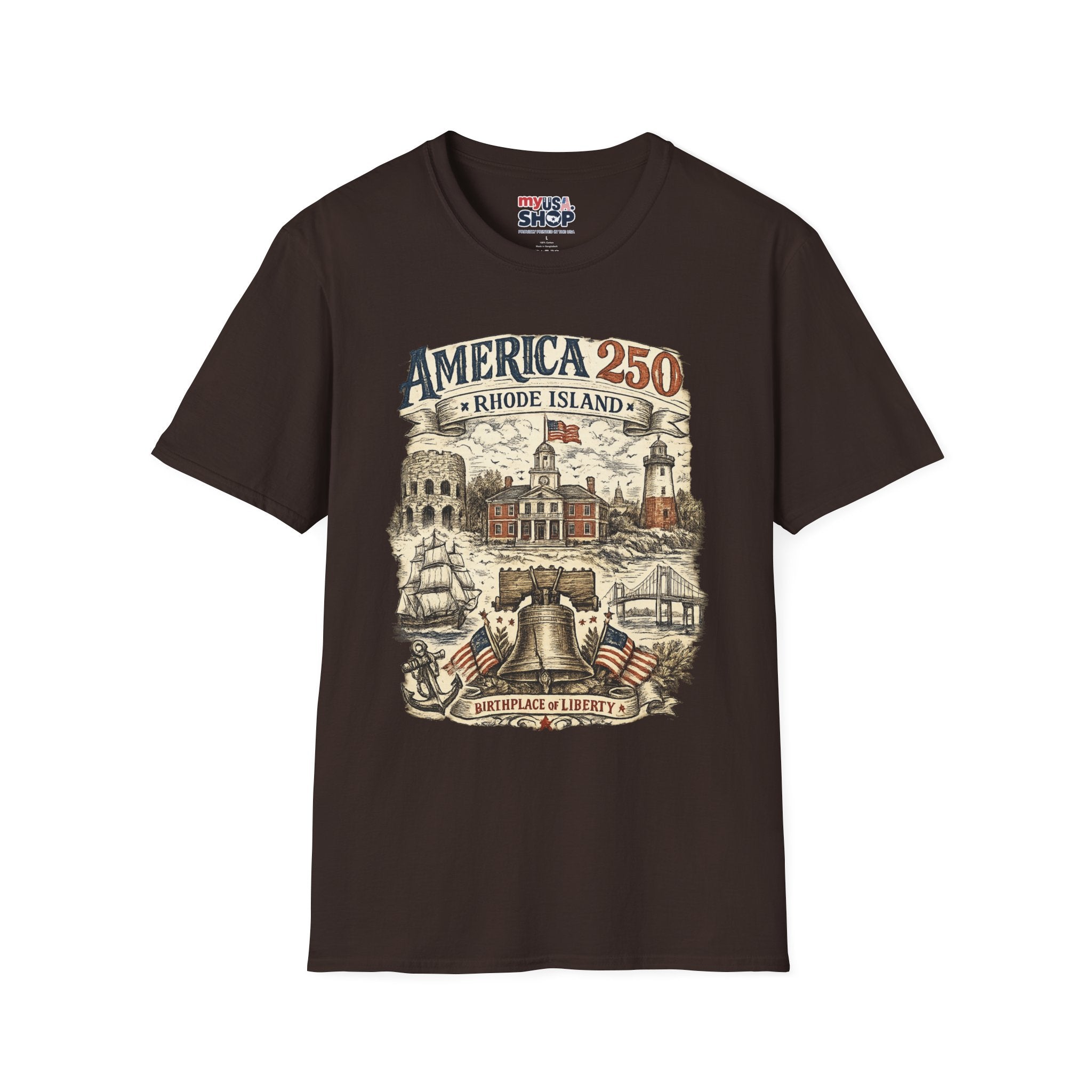 America 250 Rhode Island Shirt — Birthplace of Liberty Heritage Tee