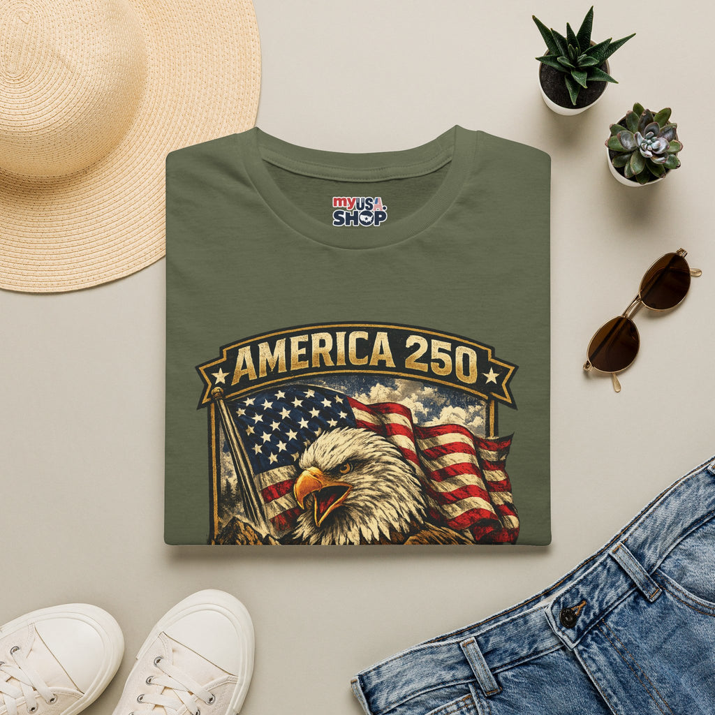 America 250 Eagle Flag T-Shirt — West Virginia Patriotic Anniversary Shirt