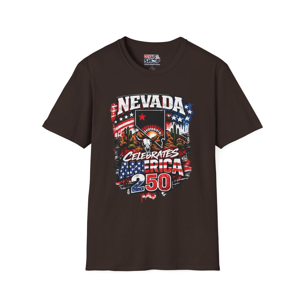 America 250 Nevada Rustic Flag T-Shirt — 'Celebrates the 250' Vintage State Pride Tee