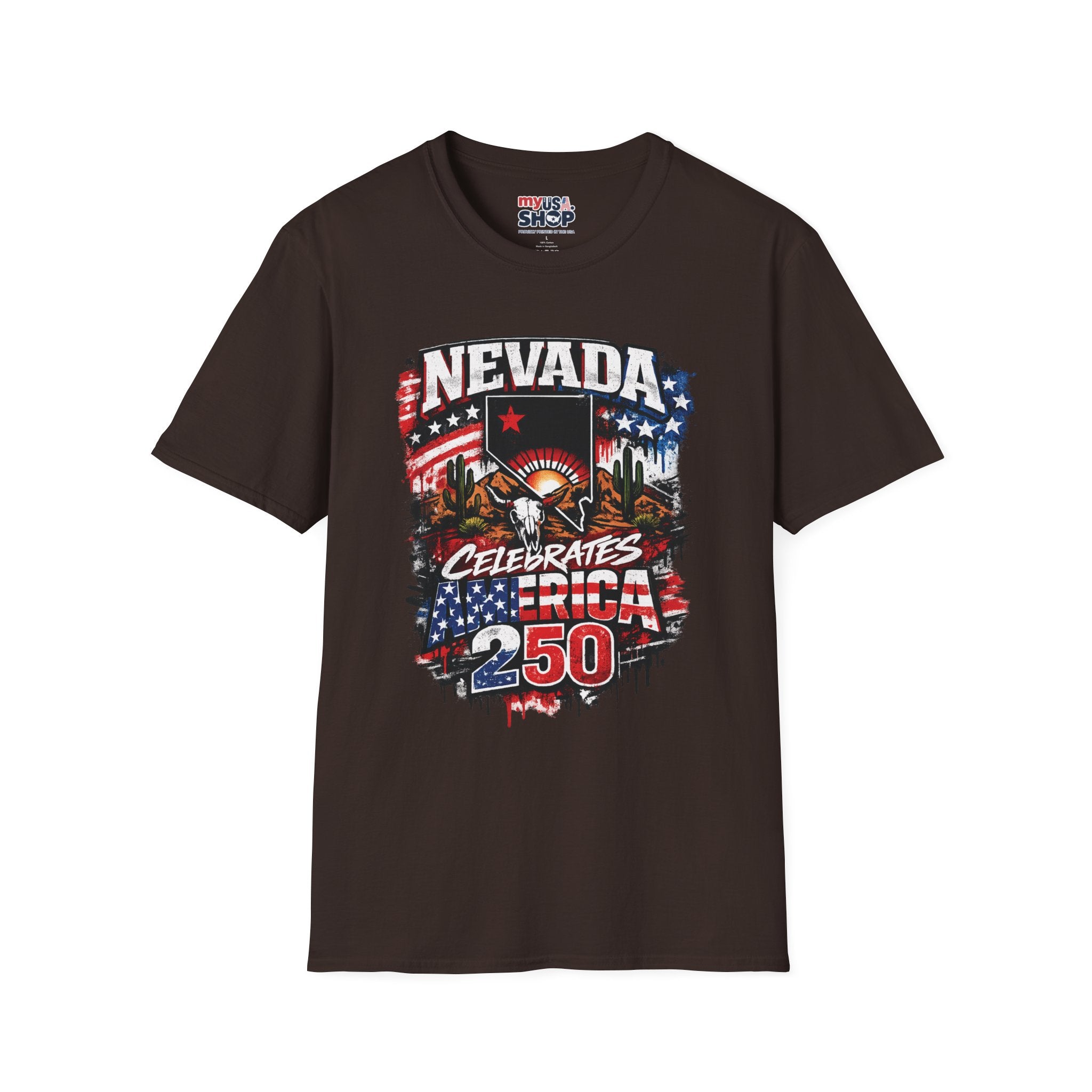 America 250 Nevada Rustic Flag T-Shirt — 'Celebrates the 250' Vintage State Pride Tee