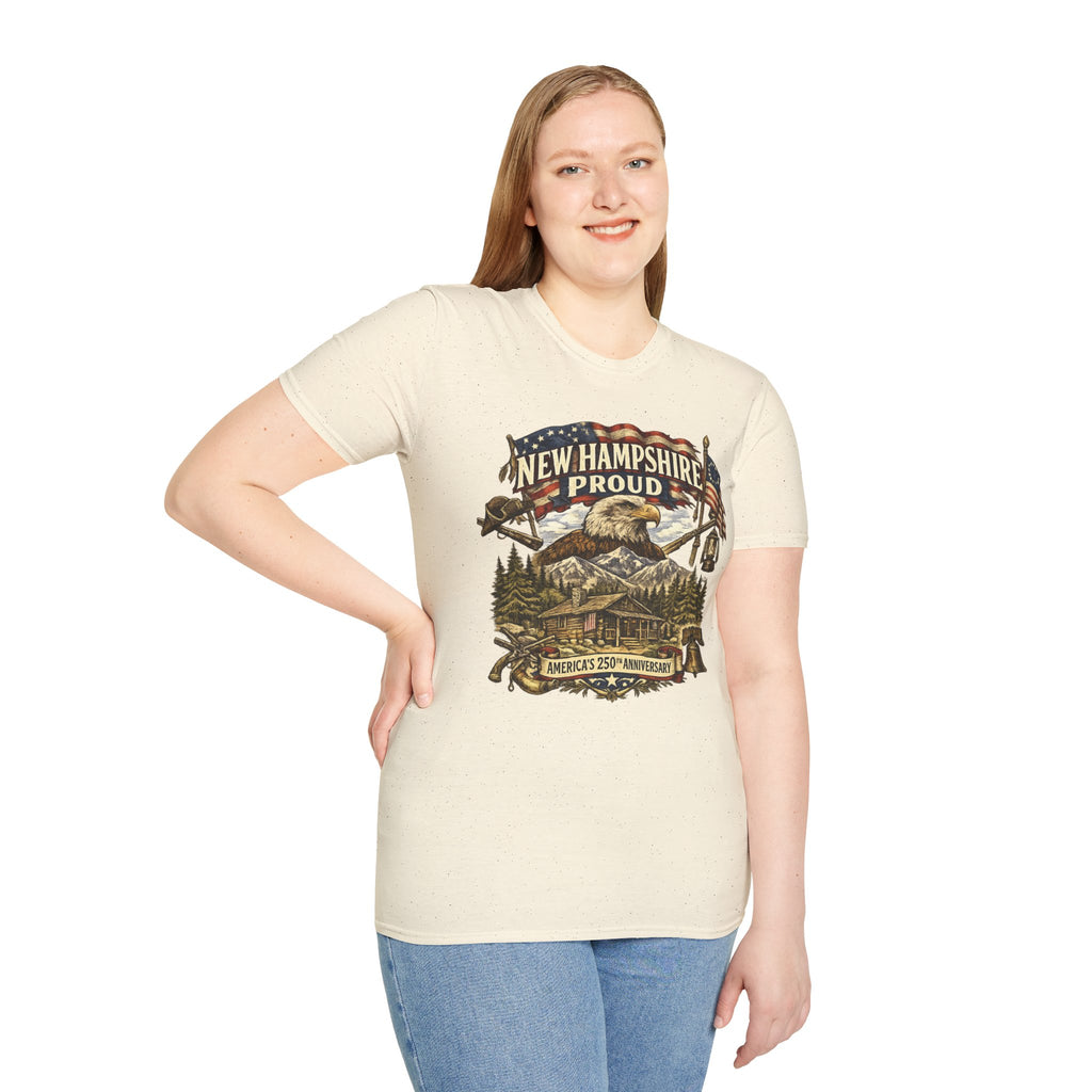 America 250 New Hampshire Proud T-Shirt — Patriotic Eagle State Tee