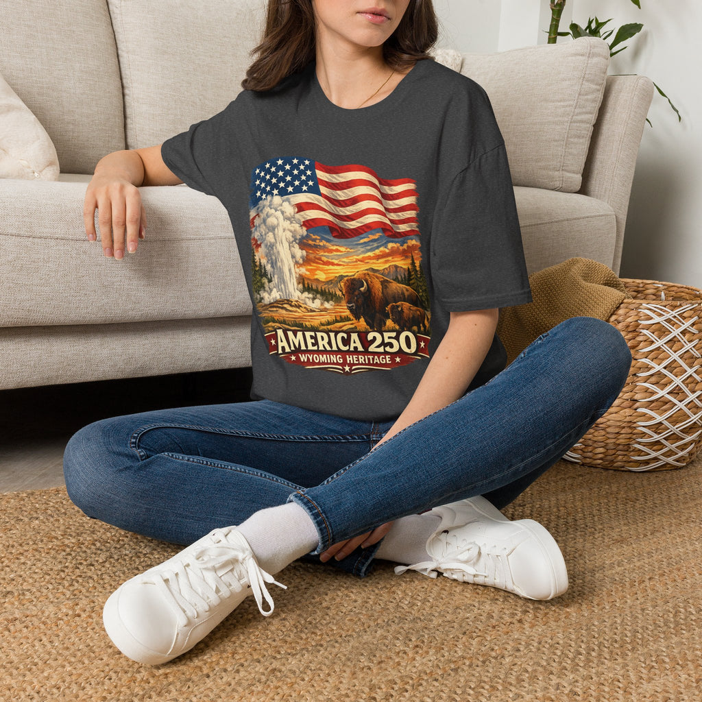 America 250 T-Shirt — Vintage Wyoming Yellowstone Design