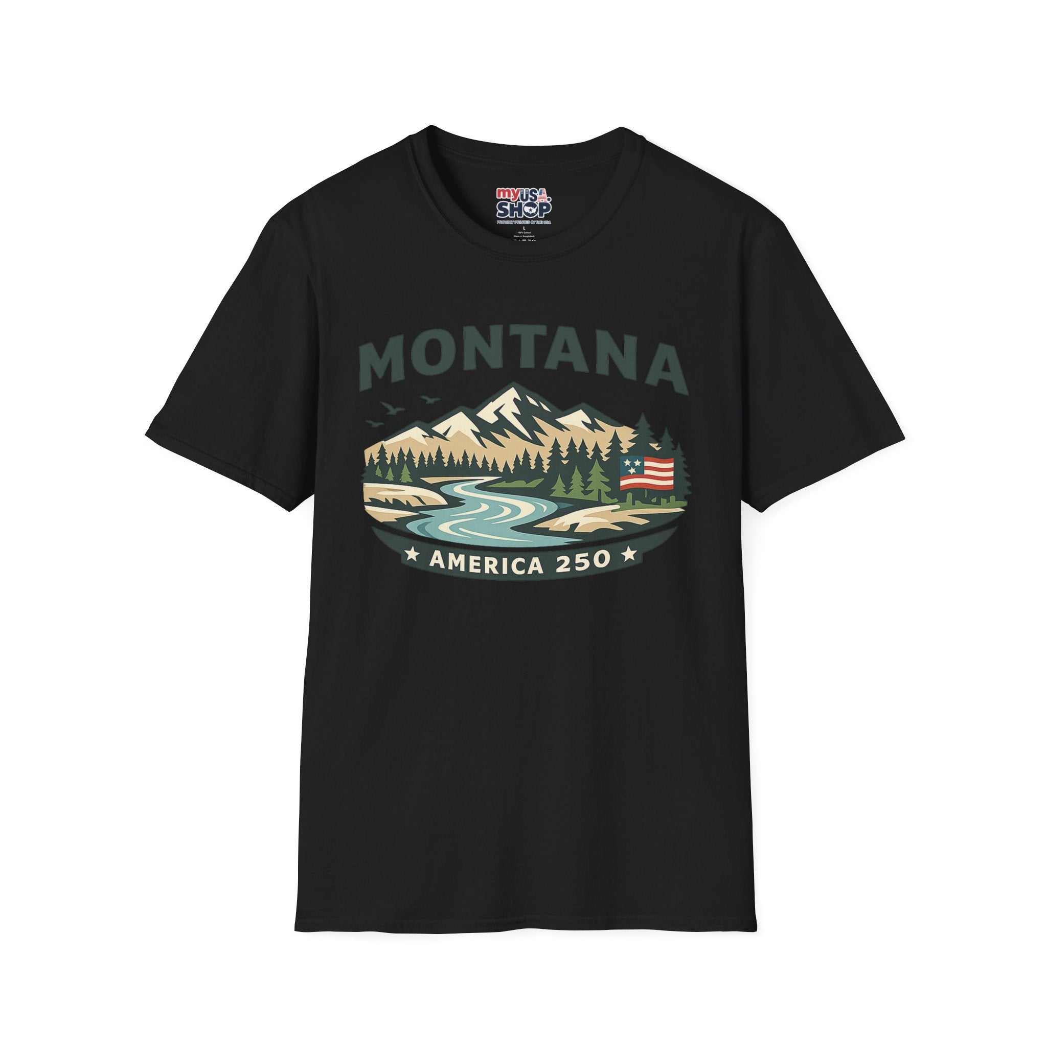 America 250 x Montana Mountain Scenic T-Shirt — Retro Nature Design