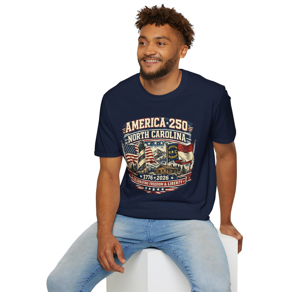 America 250 North Carolina T-Shirt — 1776–2026 Patriotic State Pride Tee