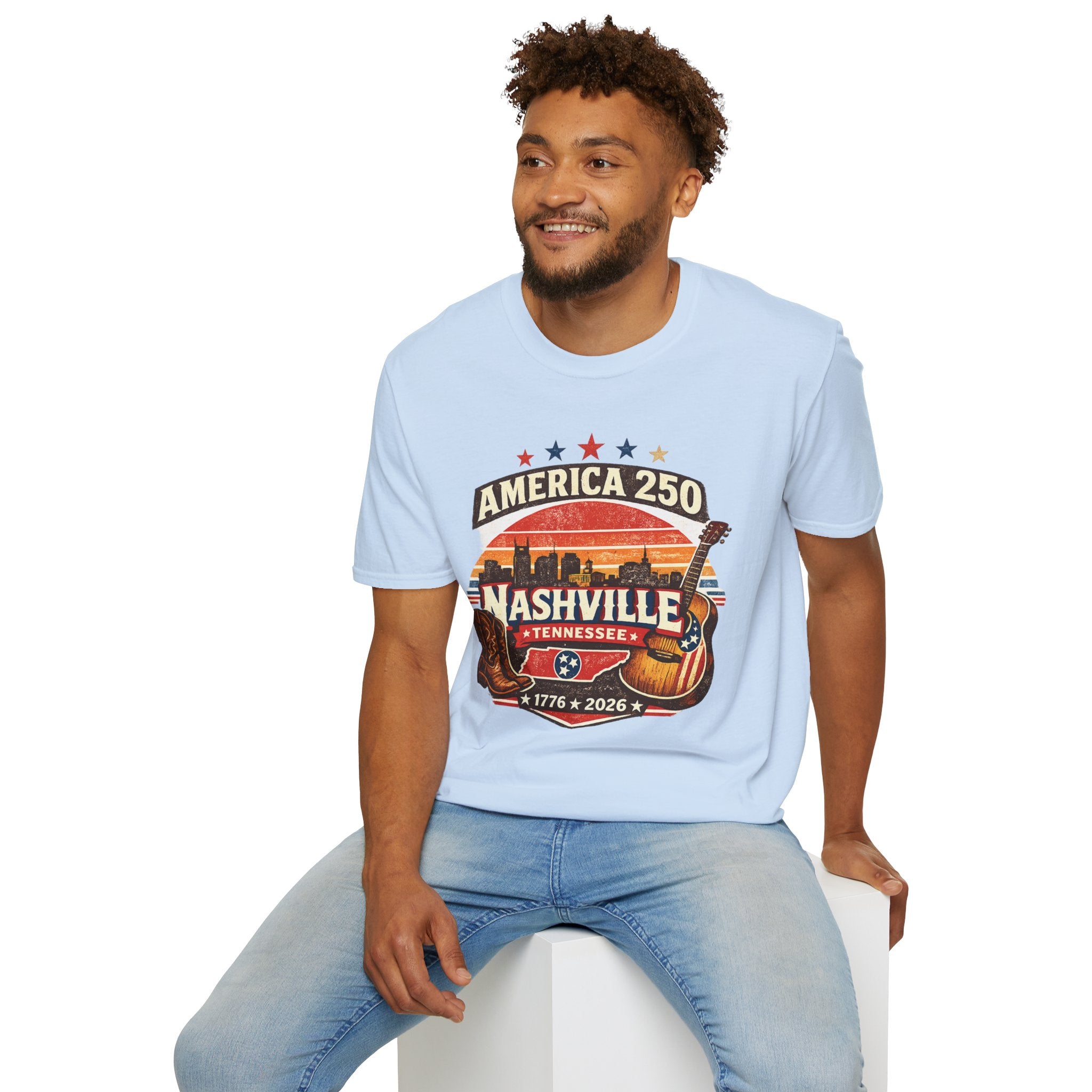 America 250 Nashville Tennessee T-Shirt — Patriotic Music City Graphic Tee
