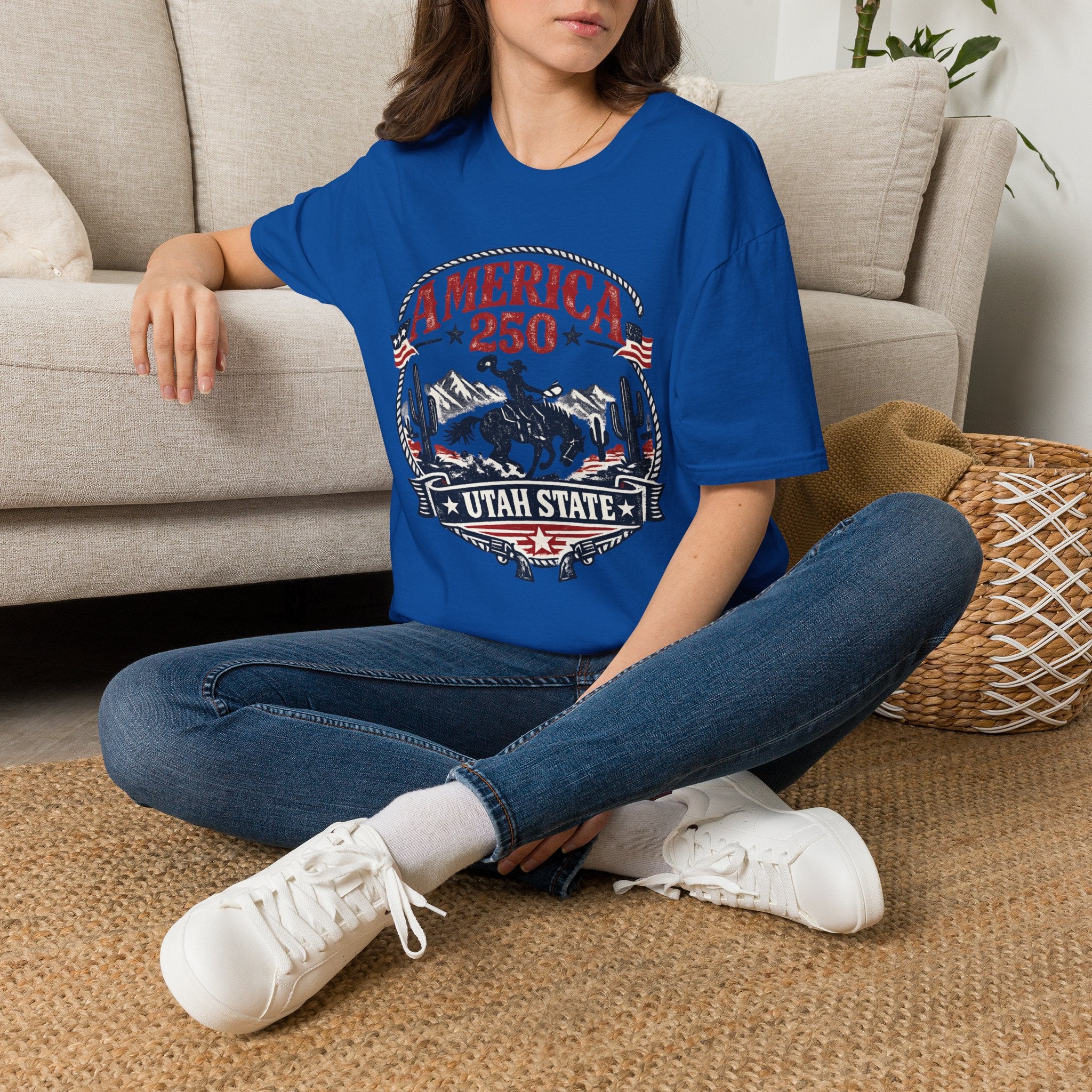 America 250 Utah State Shirt — Retro Rodeo Freedom Graphic Tee