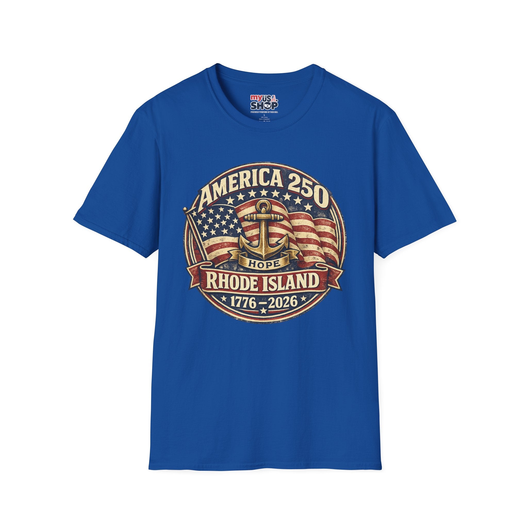 America 250 Rhode Island Shirt — Hope Anchor Patriotic Graphic Tee