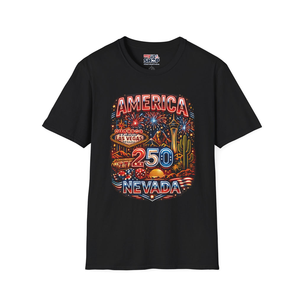America 250 Nevada Las Vegas Graphic T-Shirt — Vintage Fireworks Patriotic Tee