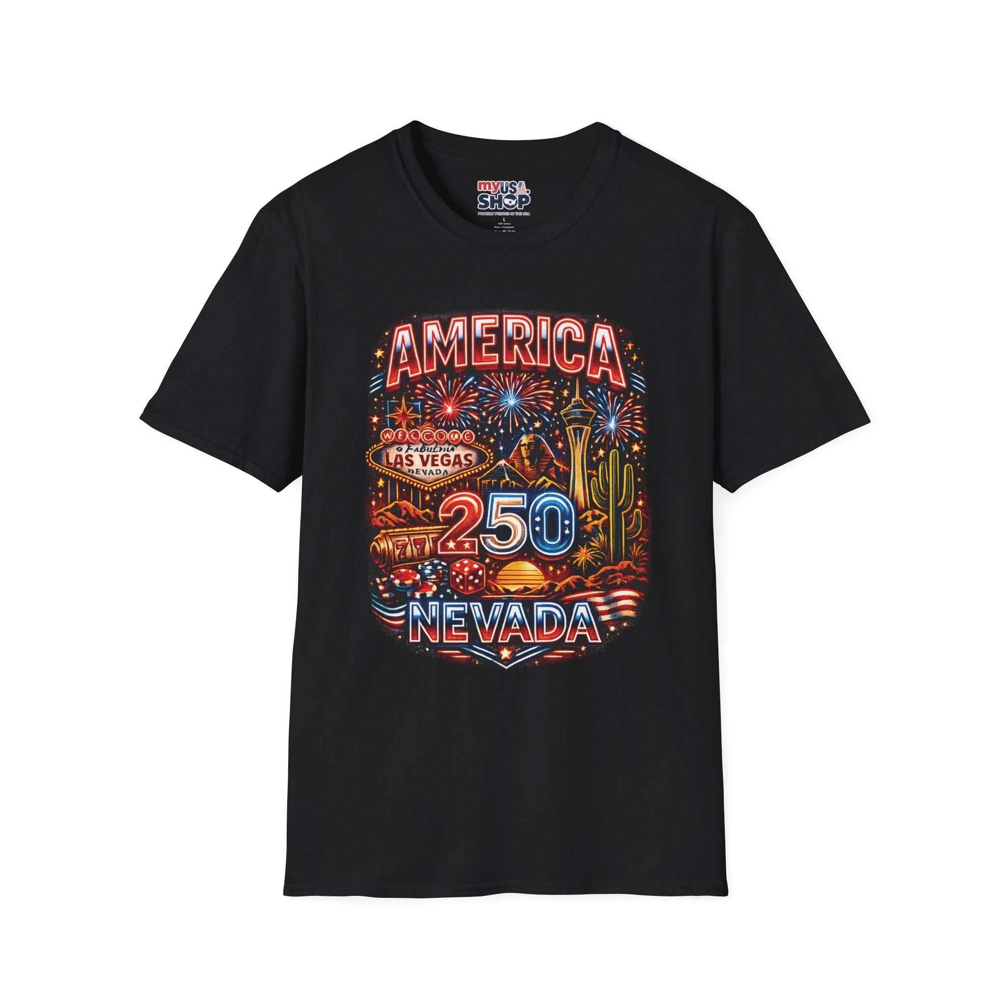 America 250 Nevada Las Vegas Graphic T-Shirt — Vintage Fireworks Patriotic Tee
