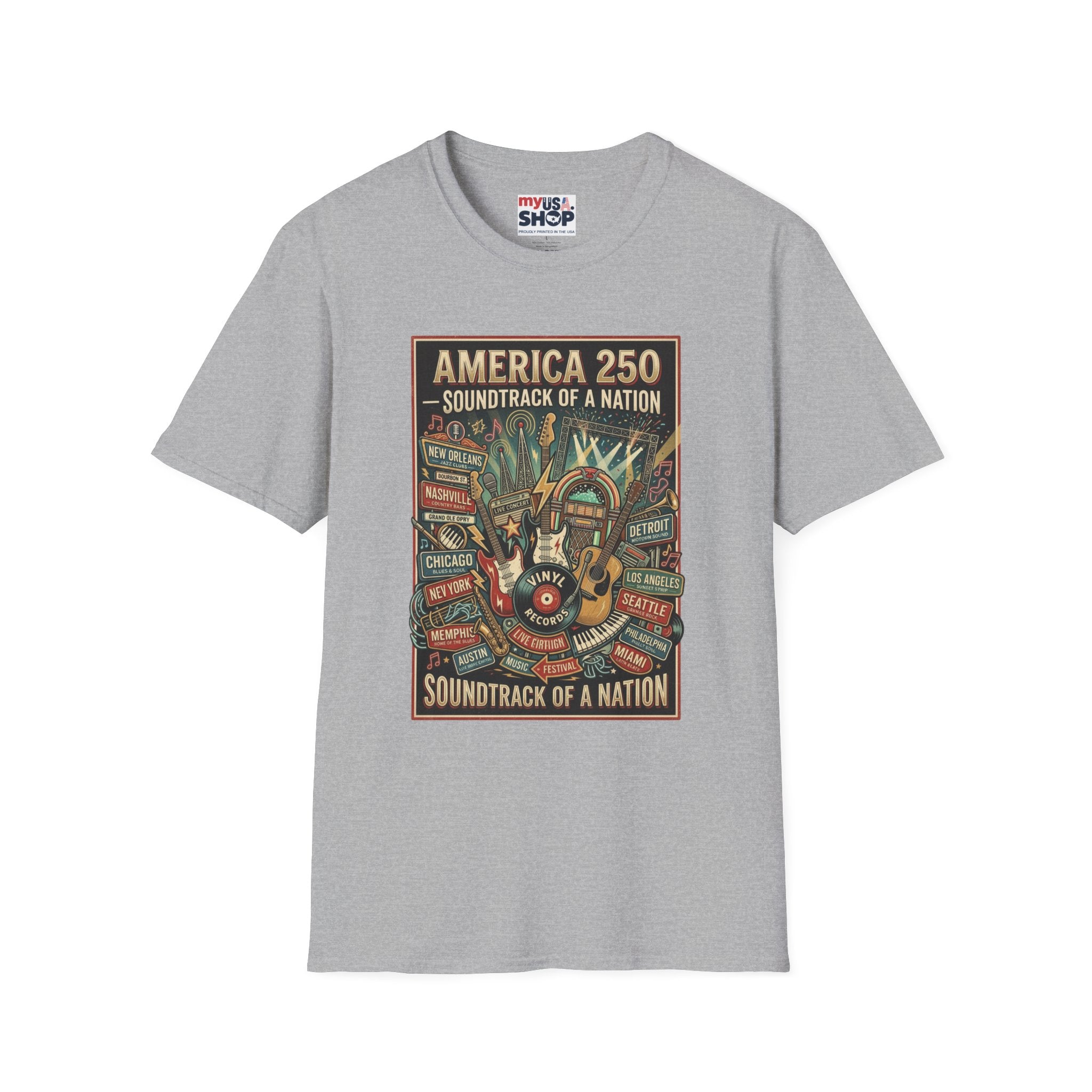 America 250 "Soundtrack of a Nation" T-Shirt — Patriotic Music Festival Tee Pop Culture