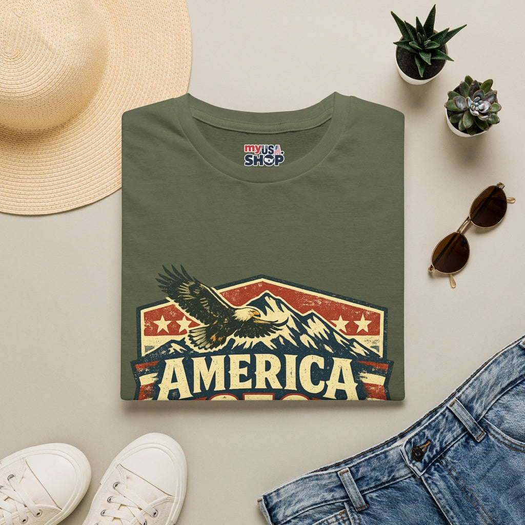 America 250 Shirt —Oregon  Mountain Eagle Wilderness Badge Tee