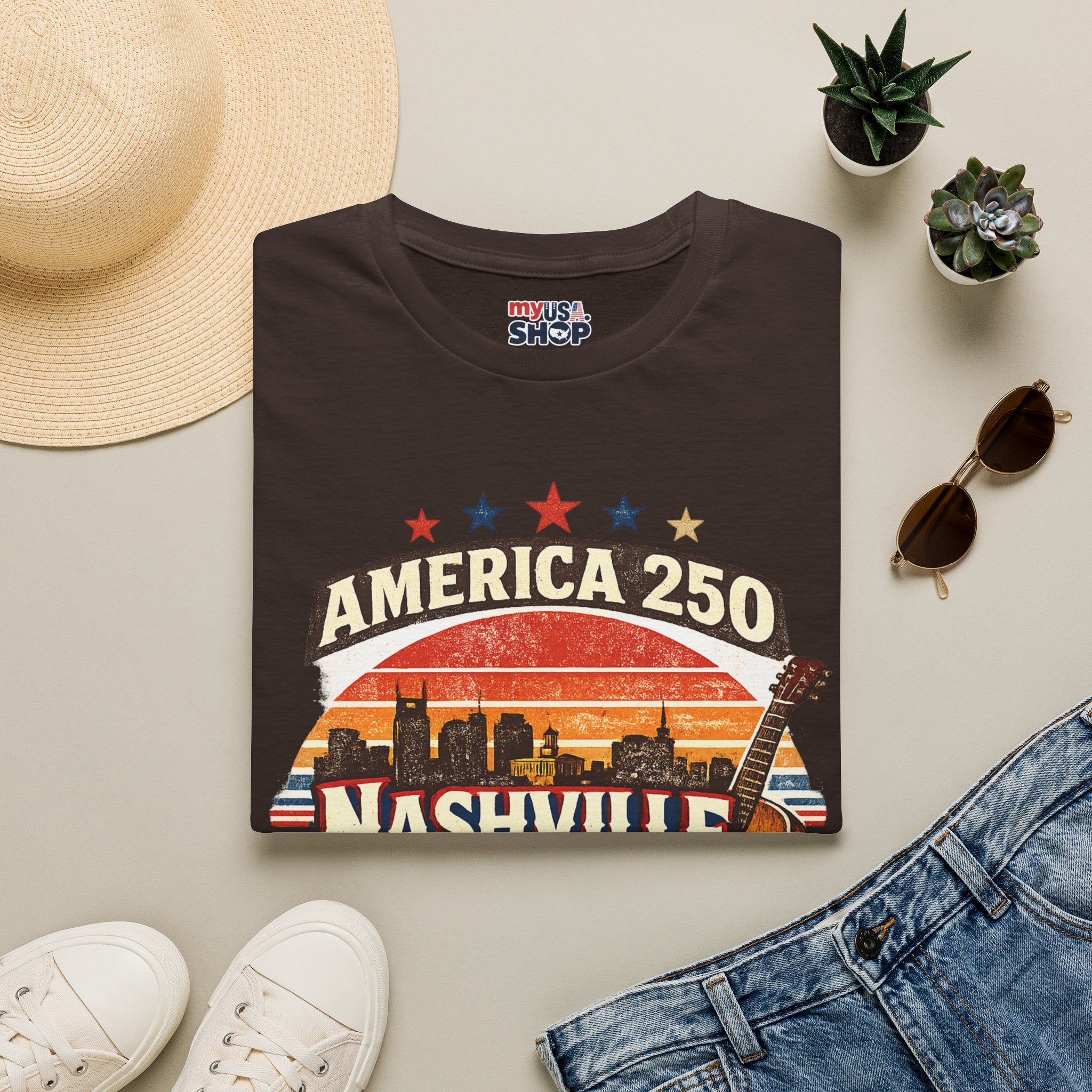America 250 Nashville Tennessee T-Shirt — Patriotic Music City Graphic Tee