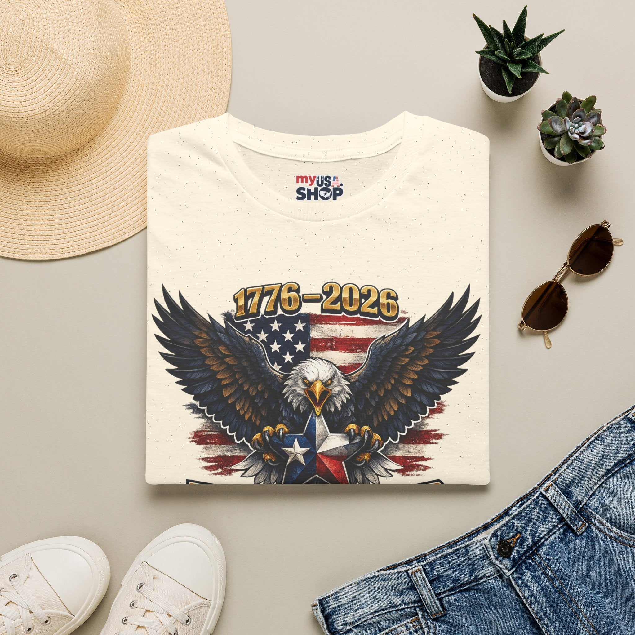 America 250 Texas Shirt — Texas Strong Patriotic Eagle Graphic Tee