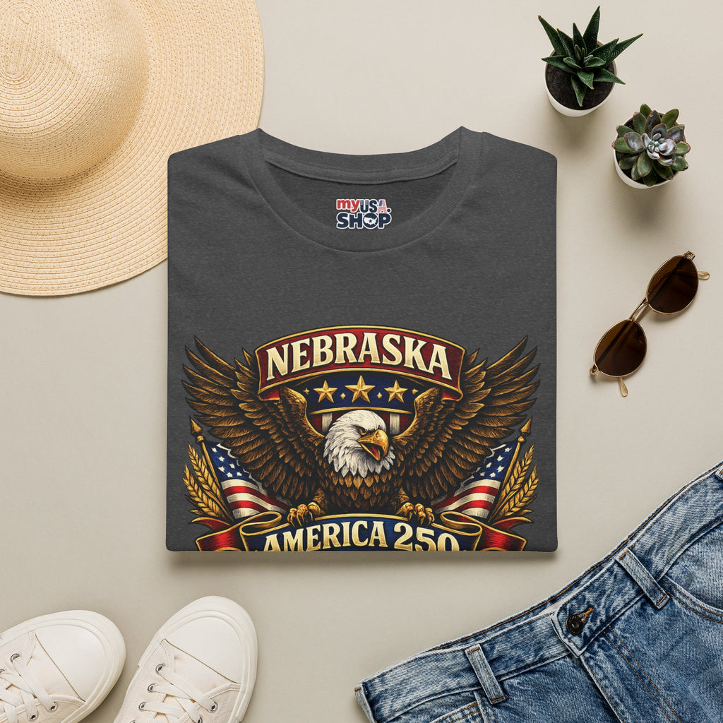 America 250 Nebraska Eagle T-Shirt — Patriotic USA State Tee