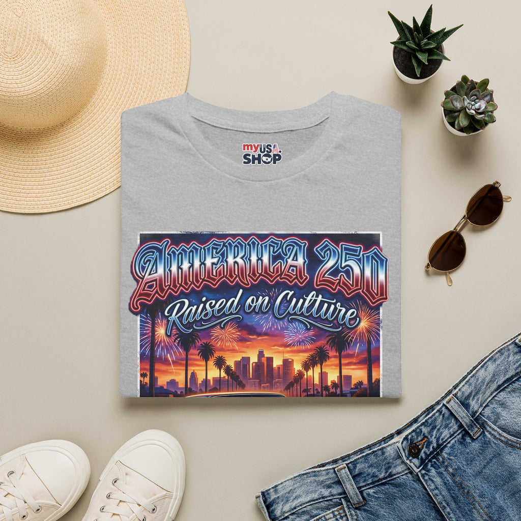 America 250 California "Raised on Culture" — Vintage Sunset Classic Car Patriotic