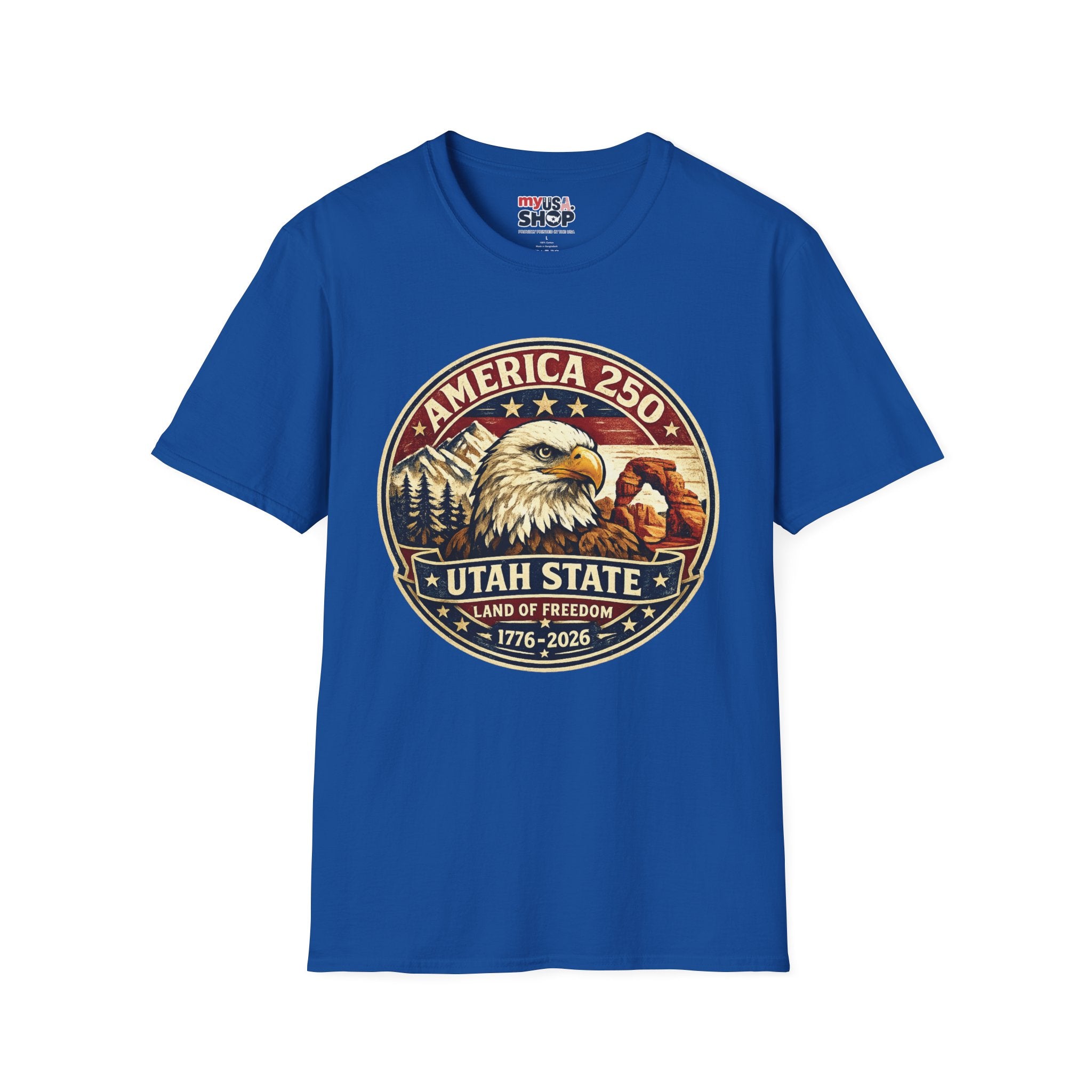 America 250 Utah State Tee — Land of Freedom Eagle Graphic Shirt