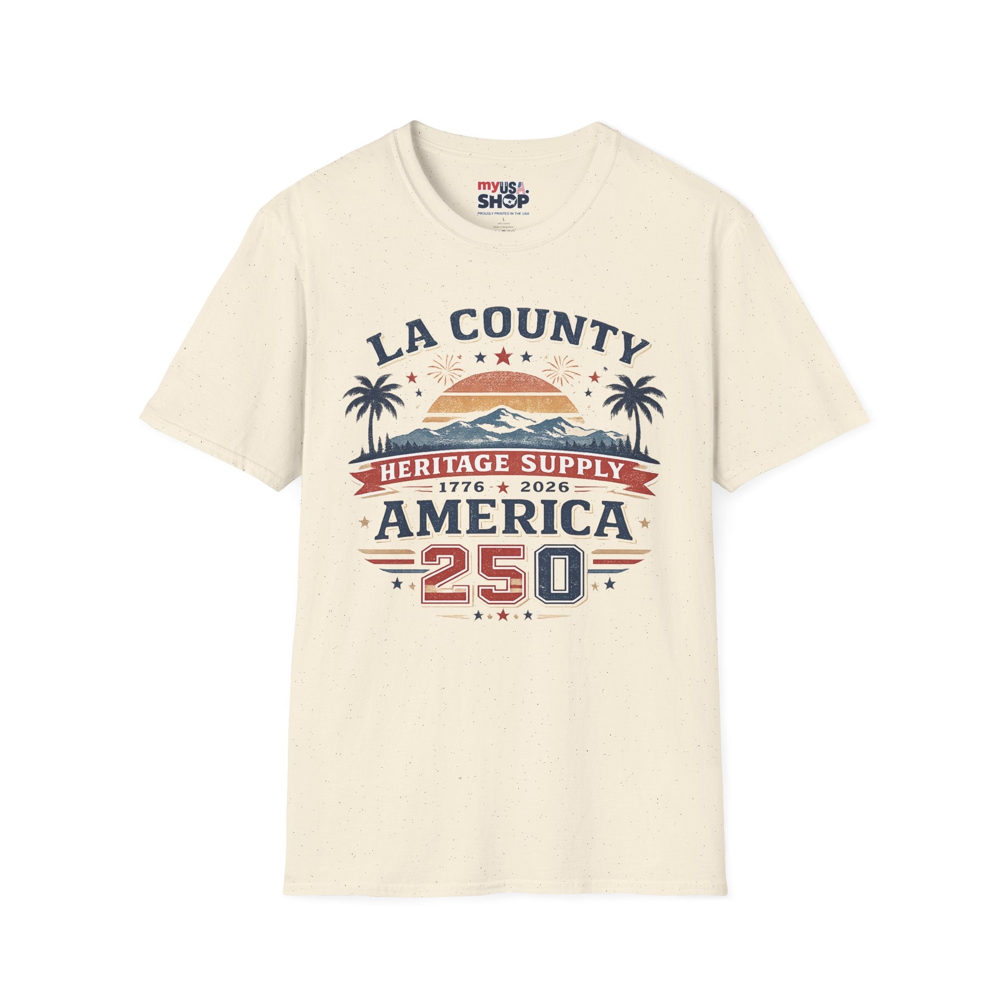 LA County Heritage Supply America 250 T-Shirt — 1776–2026 Vintage Sunset Tee