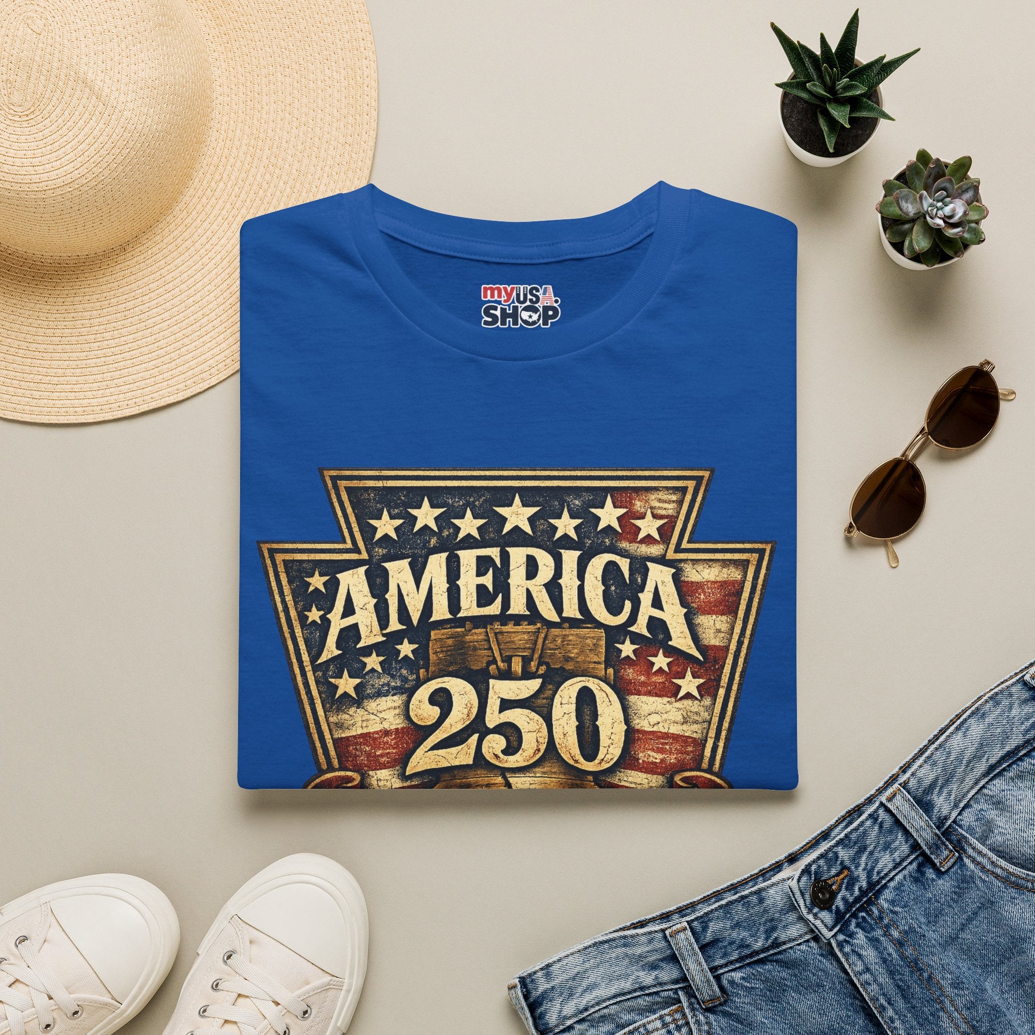 Pennsylvania America 250 Shirt — Keystone State Vintage Badge Graphic Tee