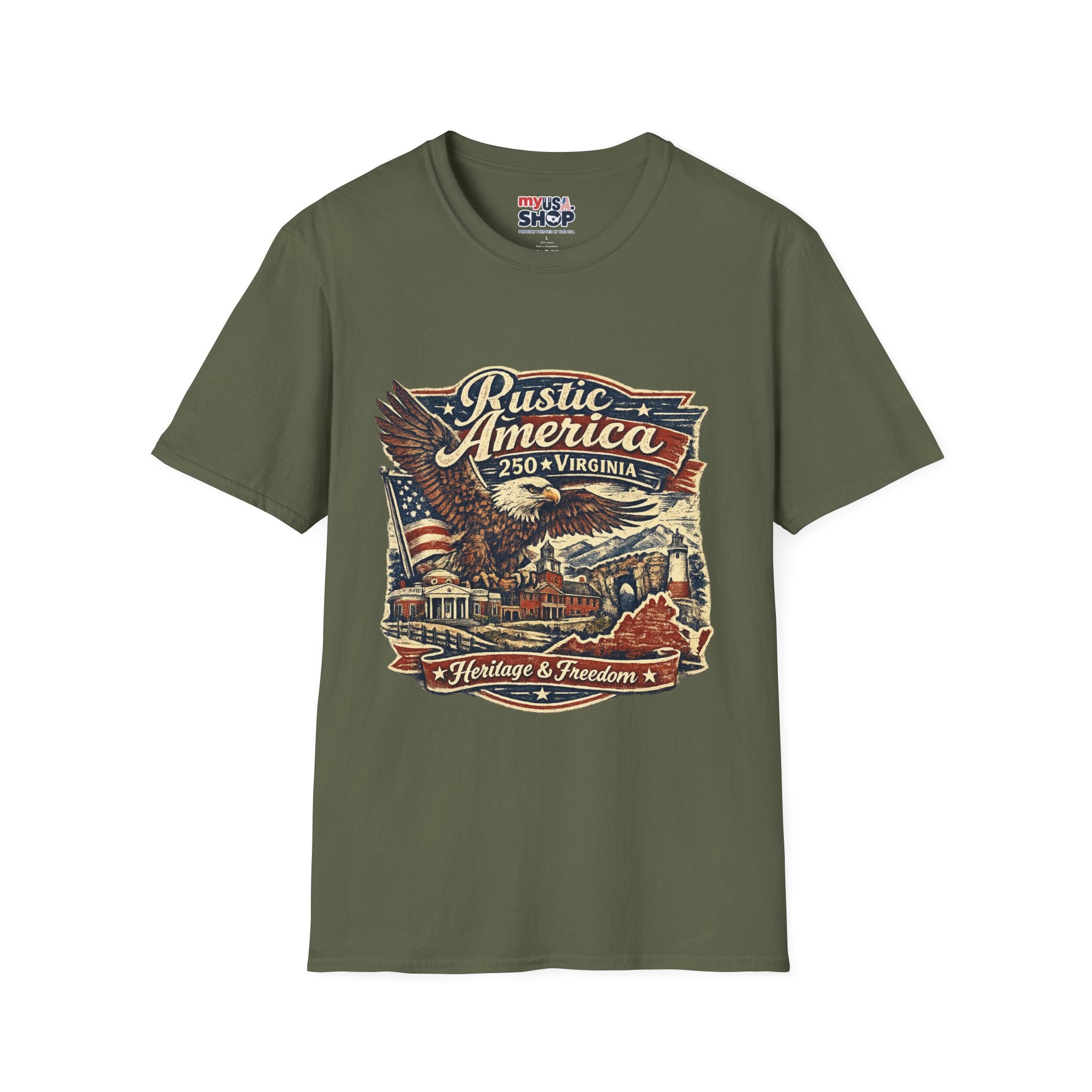 America 250 Virginia Eagle T‑Shirt — Heritage & Freedom Vintage Design