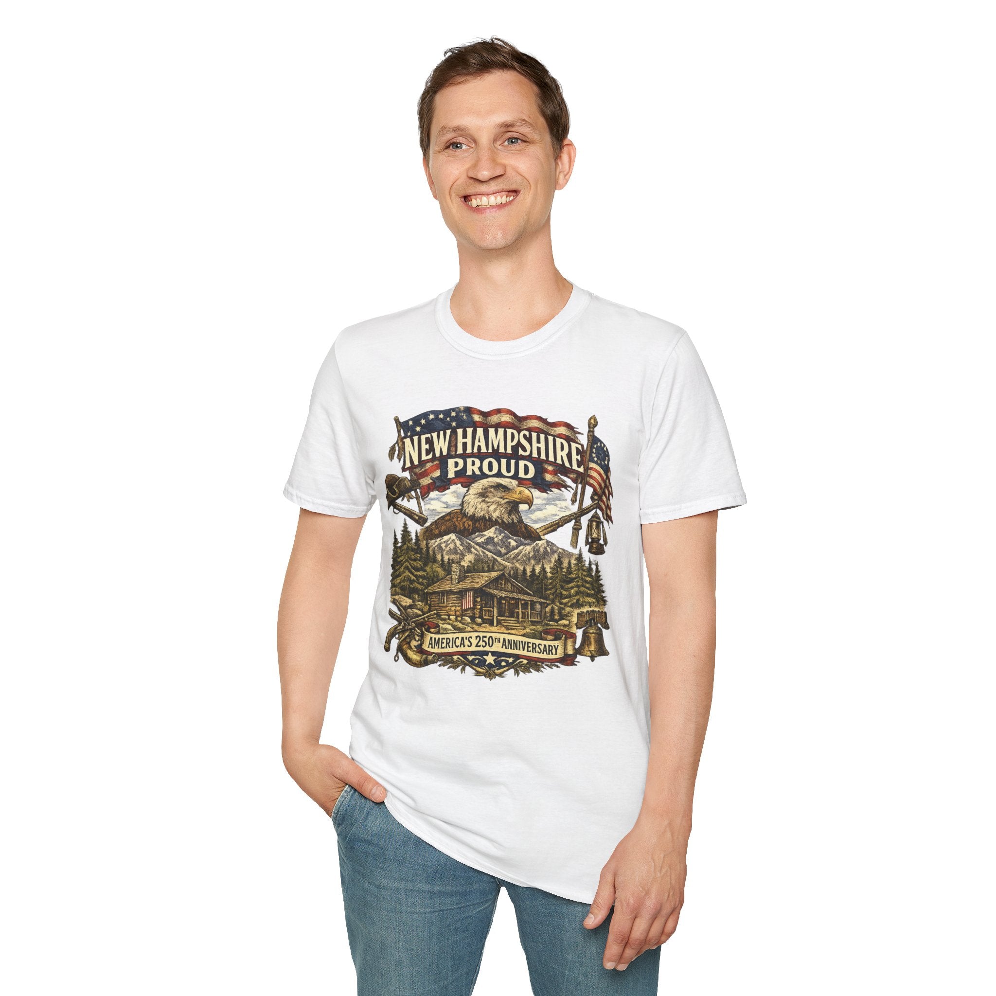 America 250 New Hampshire Proud T-Shirt — Patriotic Eagle State Tee