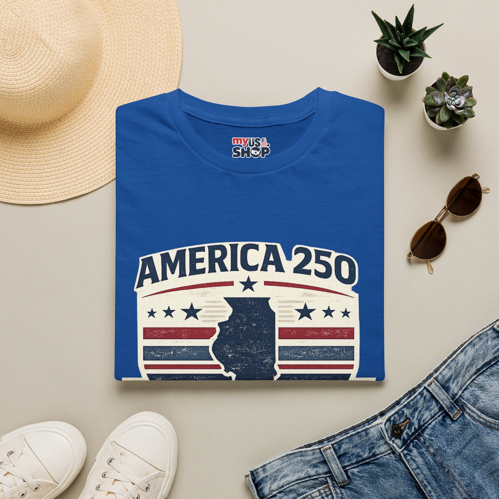 America 250 Illinois T-Shirt — 1776–2026 Bicentennial USA State Pride Tee