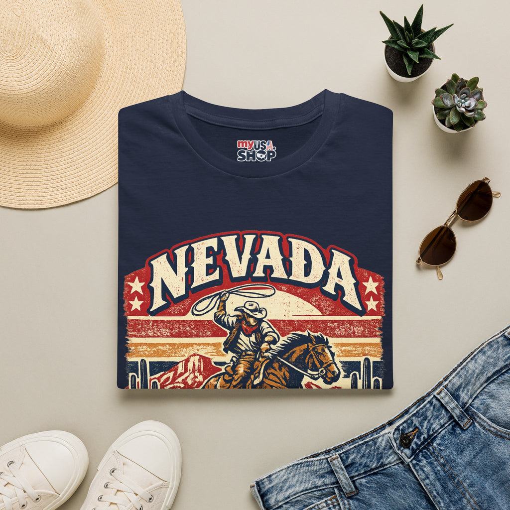America 250 Nevada Rodeo Vintage T‑Shirt — Western Cowboy Graphic