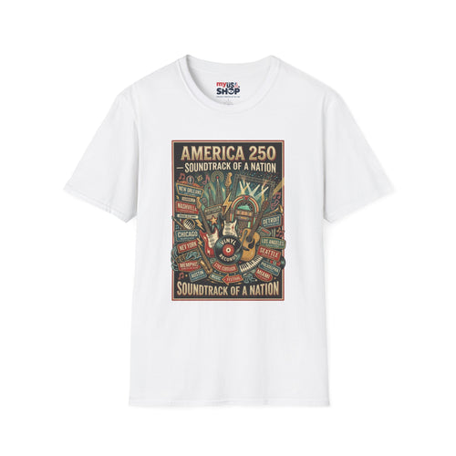 America 250 "Soundtrack of a Nation" T-Shirt — Patriotic Music Festival Tee Pop Culture