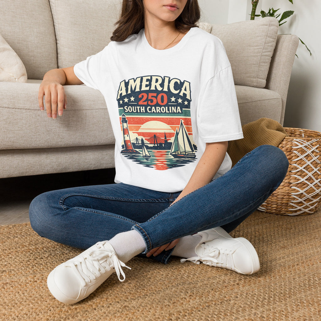 America 250 South Carolina T-Shirt – Retro Sunset Sailing Patriotic Tee