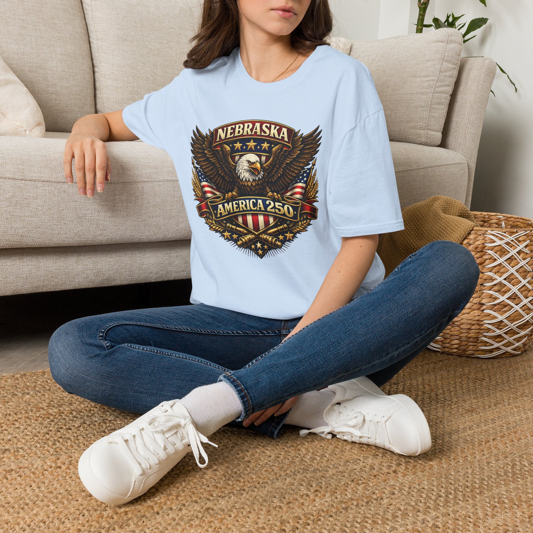 America 250 Nebraska Eagle T-Shirt — Patriotic USA State Tee