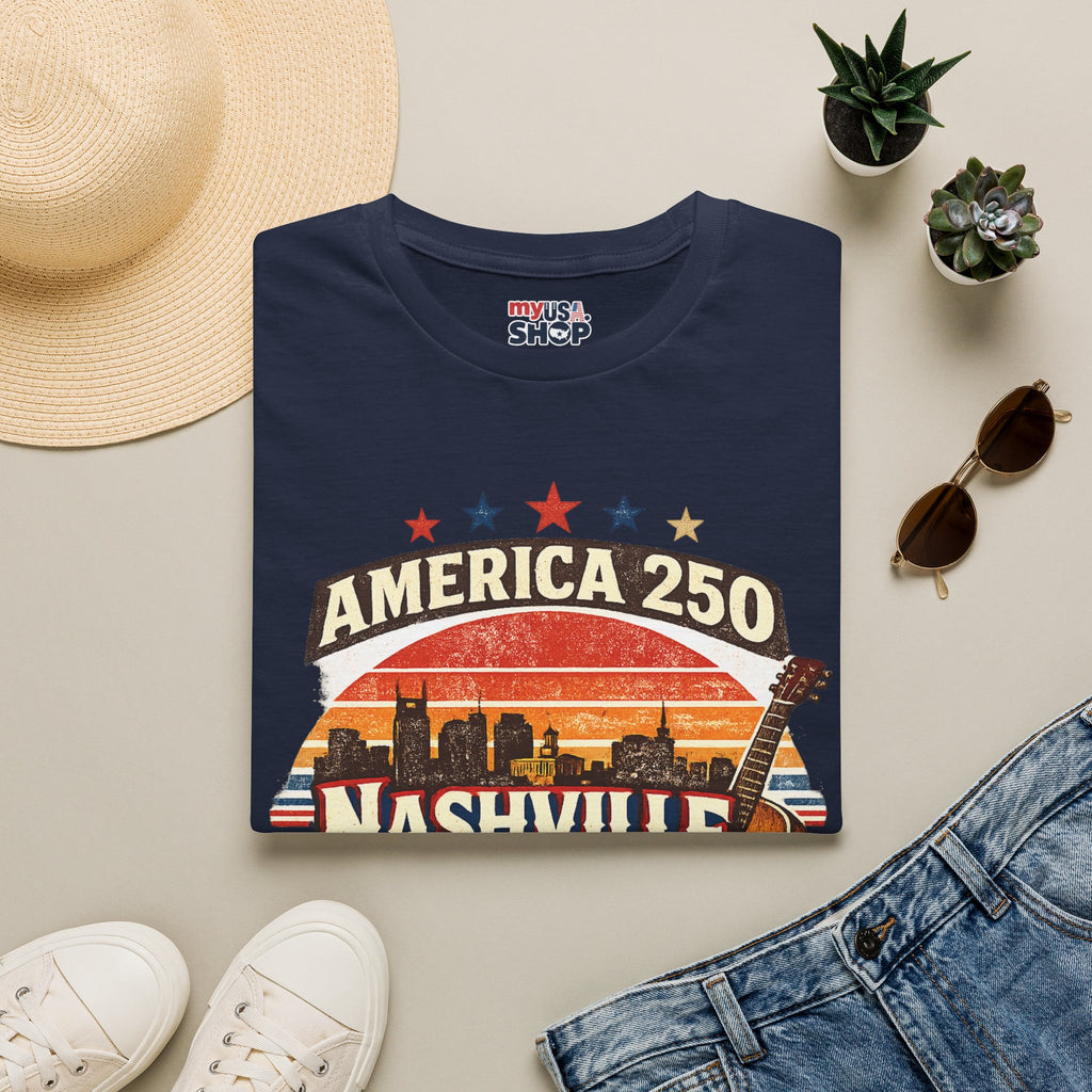 America 250 Nashville Tennessee T-Shirt — Patriotic Music City Graphic Tee