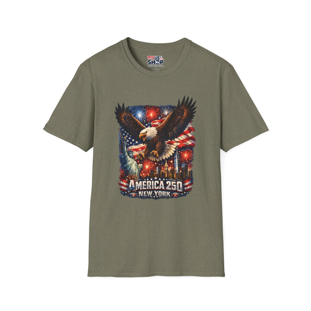 America 250 Patriotic Eagle T-Shirt — New York Fireworks Design
