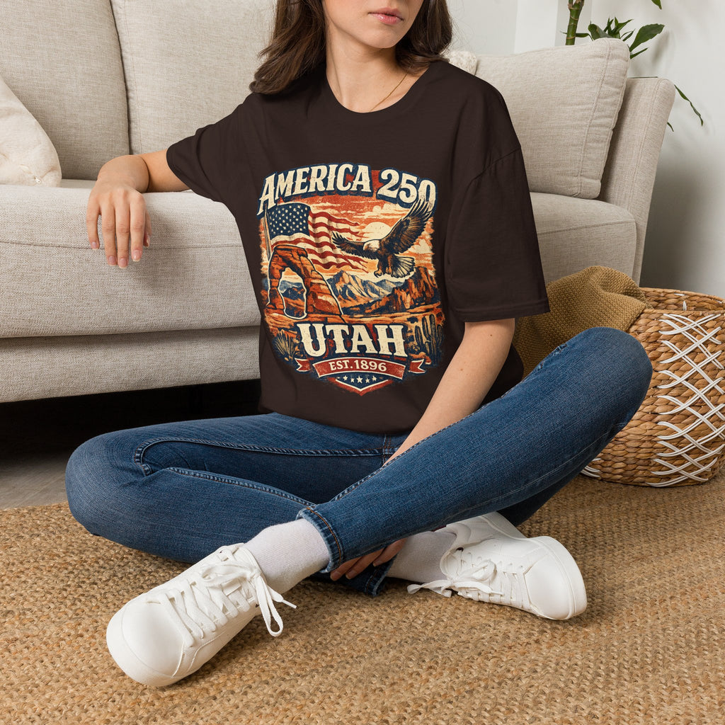 America 250 Utah T‑Shirt — Vintage Patriotic Eagle & Flag Tee