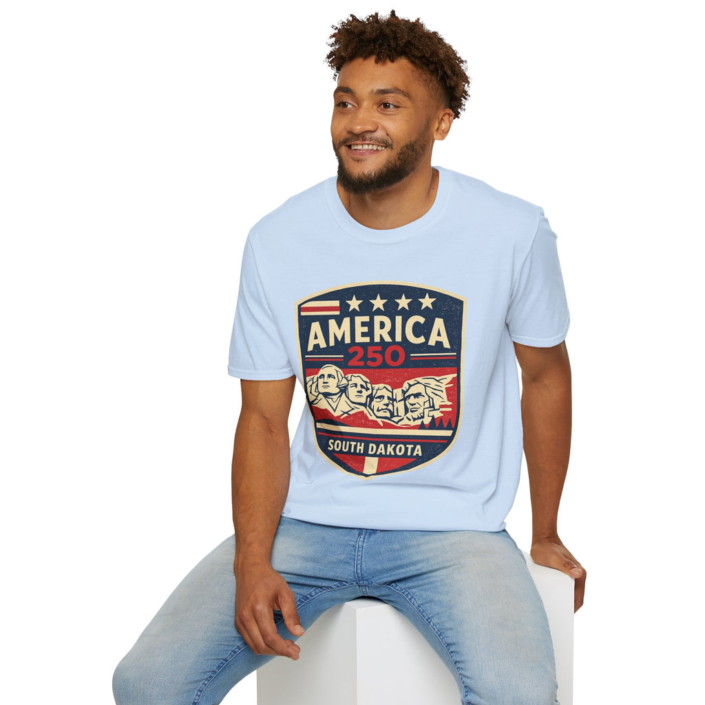 America 250 South Dakota Shirt — Retro Mount Rushmore USA Graphic Tee