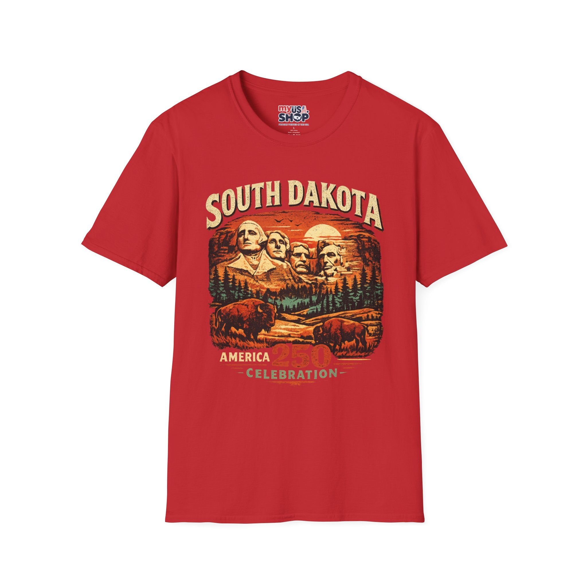 America 250 South Dakota Shirt — Sunset Mount Rushmore Celebration Tee