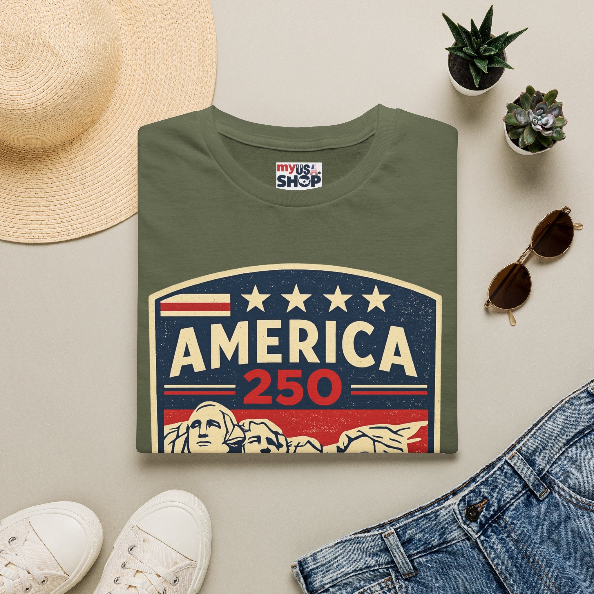 America 250 South Dakota Shirt — Retro Mount Rushmore USA Graphic Tee