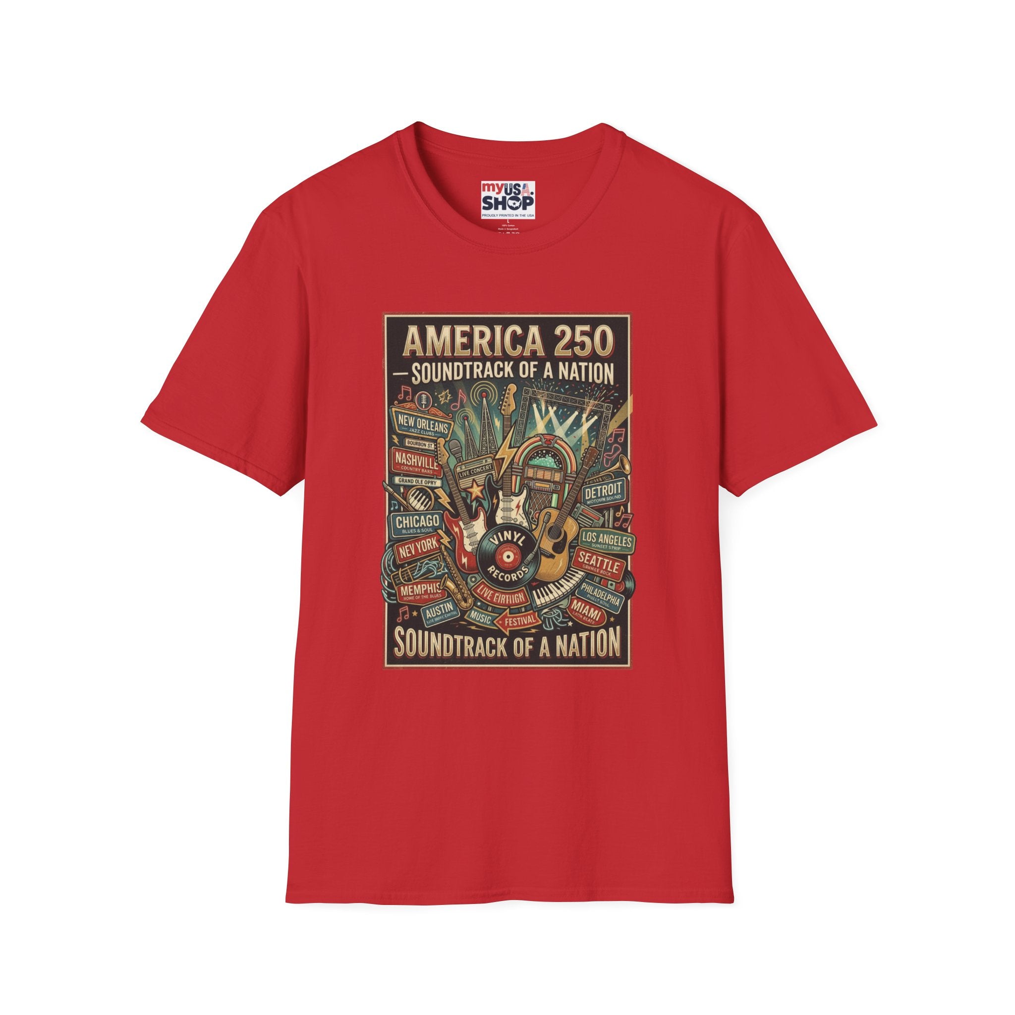 America 250 "Soundtrack of a Nation" T-Shirt — Patriotic Music Festival Tee Pop Culture