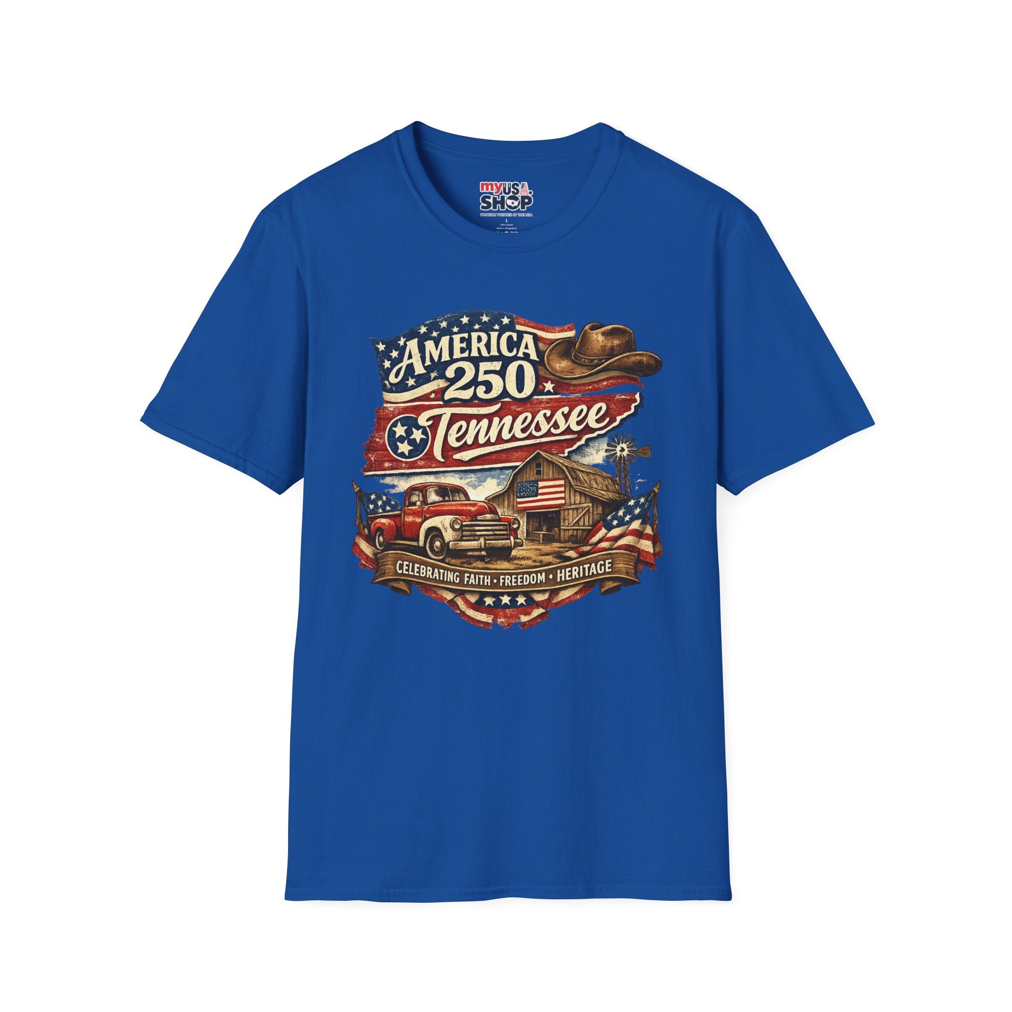 America 250 Tennessee T-Shirt — Celebrating Faith Freedom Heritage Graphic Tee