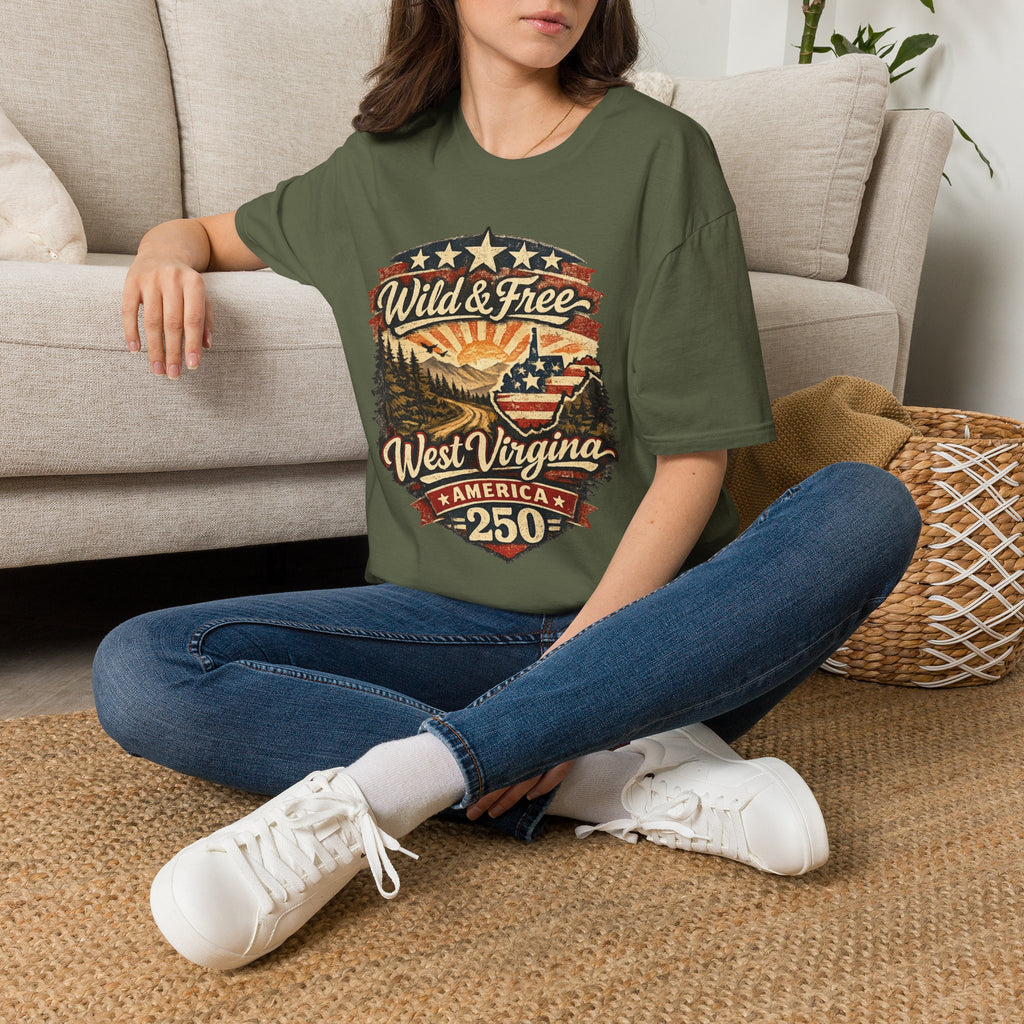 Wild & Free West Virginia T-Shirt — America 250 Mountain Sunset Tee