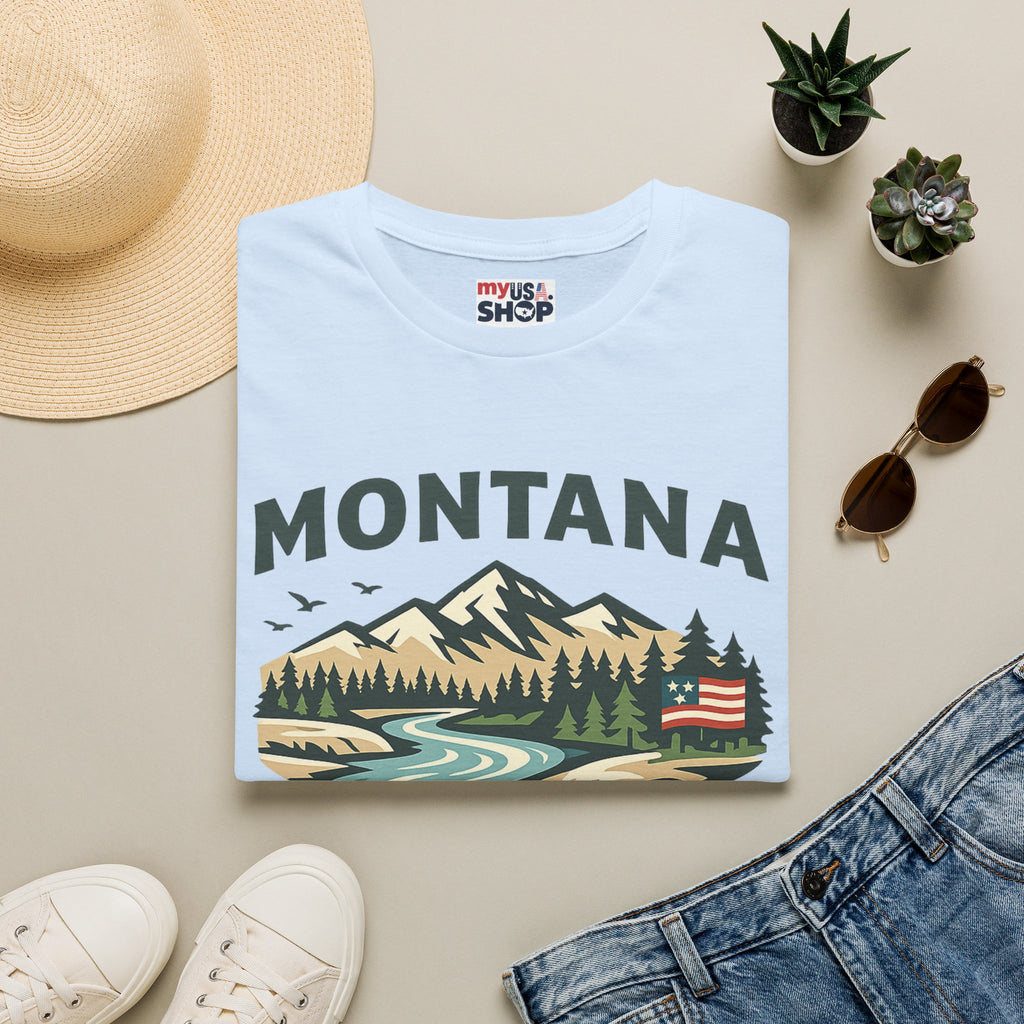 Montana Mountain Scenic T-Shirt — America 250 Retro Nature Graphic