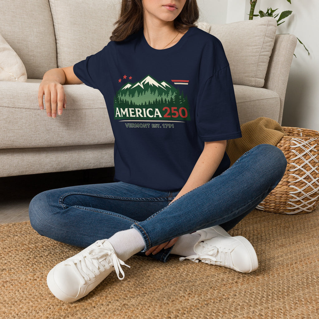 America 250 – Vermont Est. 1791 Mountain Star Vintage Tee Design