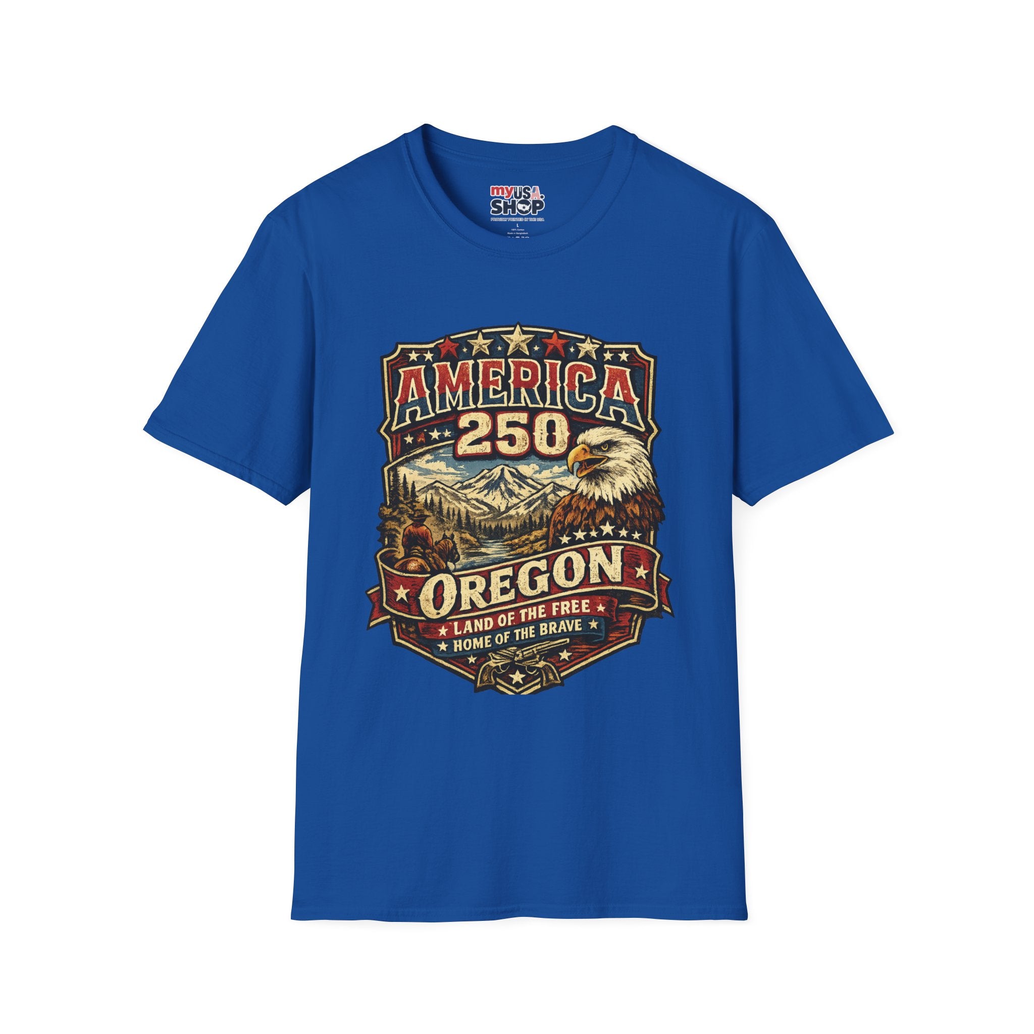 America 250 Oregon  Shirt — Heritage Eagle Americana Crest Tee