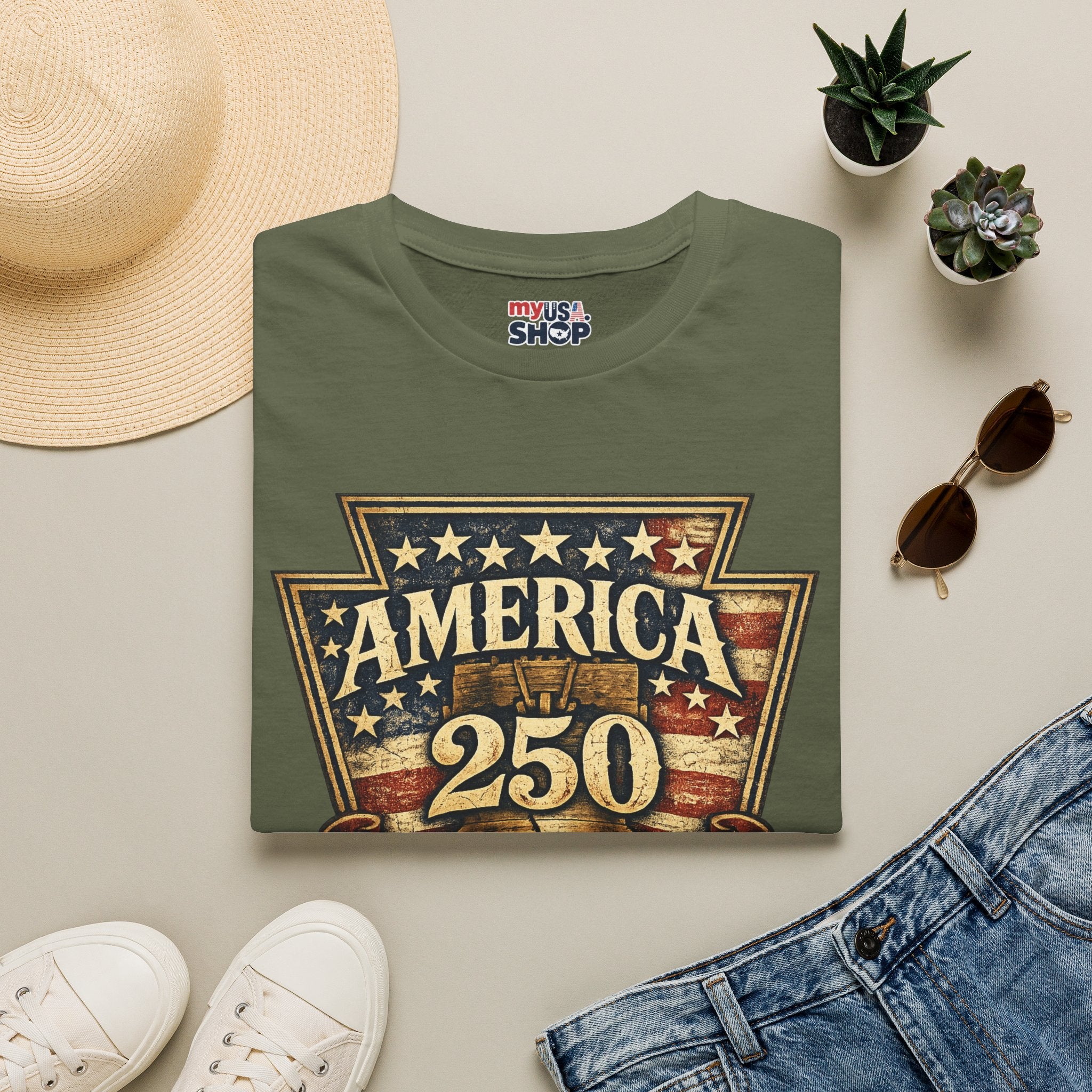 Pennsylvania America 250 Shirt — Keystone State Vintage Badge Graphic Tee