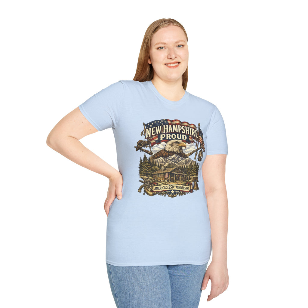 America 250 New Hampshire Proud T-Shirt — Patriotic Eagle State Tee