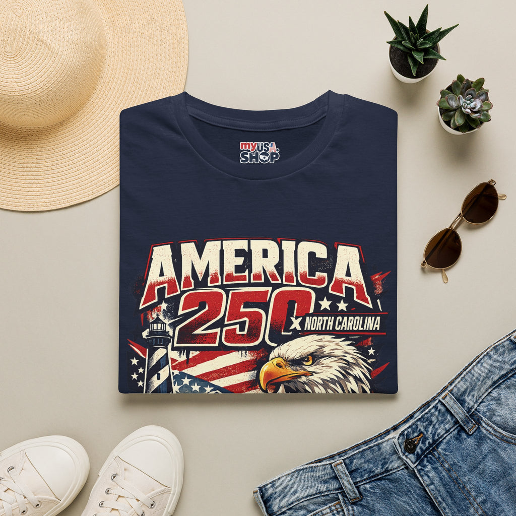 America 250 North Carolina Eagle T-Shirt — Patriotic USA 250th Anniversary Tee