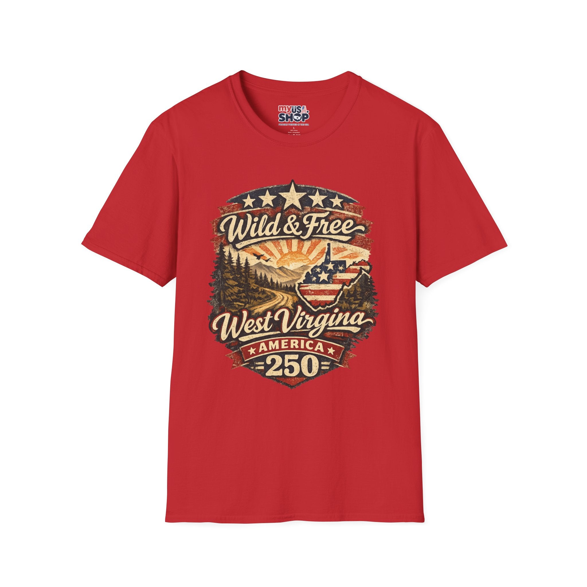 Wild & Free West Virginia T-Shirt — America 250 Mountain Sunset Tee