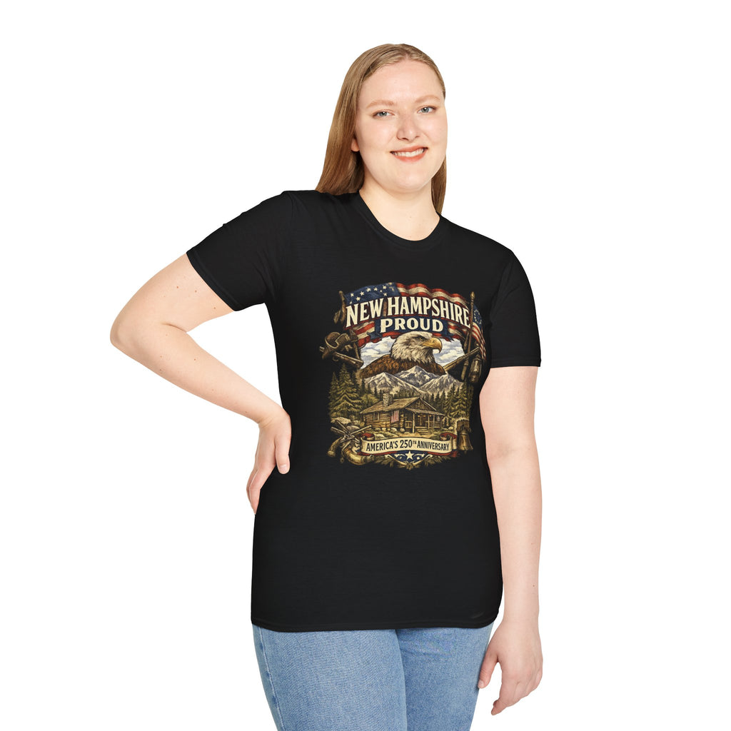 America 250 New Hampshire Proud T-Shirt — Patriotic Eagle State Tee