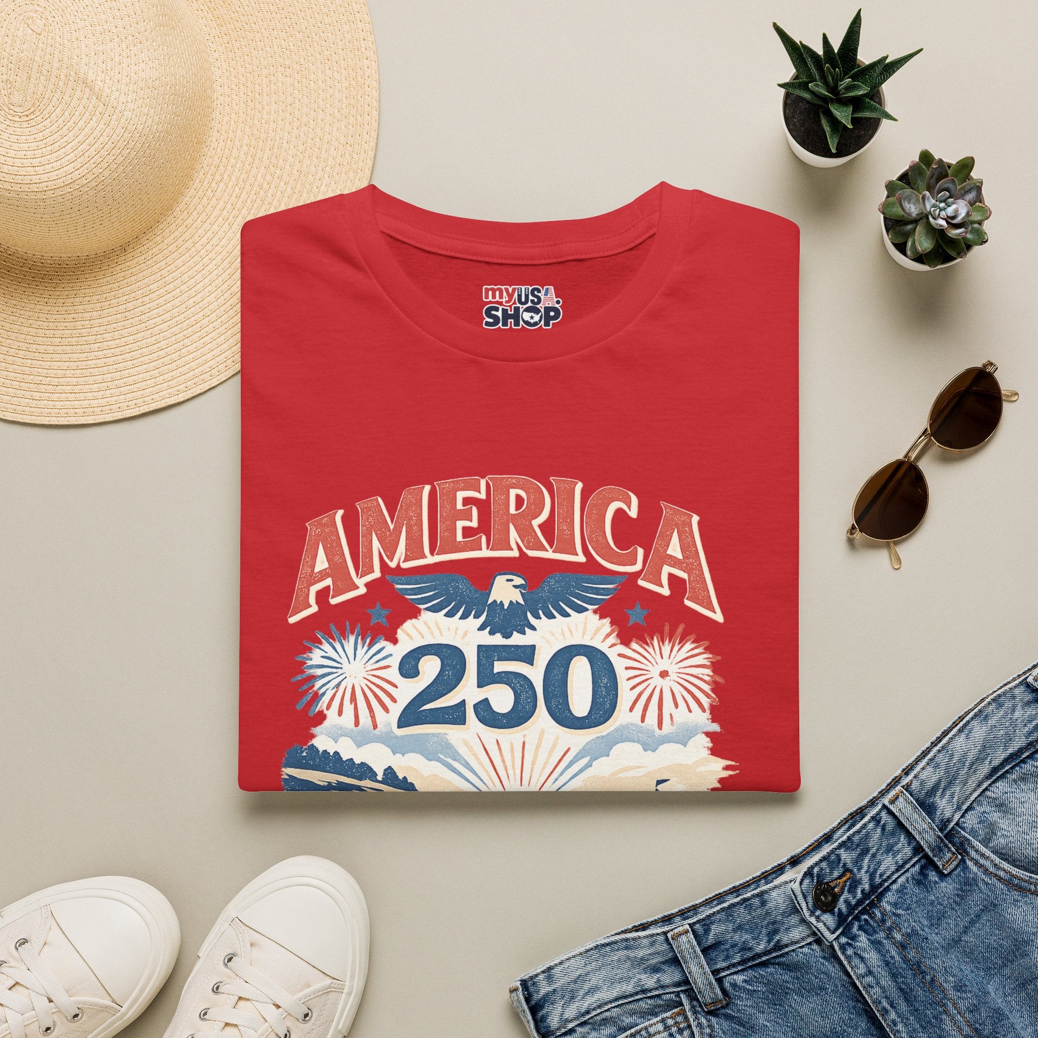 America 250 Rhode Island Shirt — Coastal Fireworks Patriotic Tee